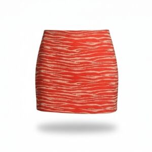 Vintage Milly New York Zebra Jacquard Mini Skirt 8 Y2K Orange Designer